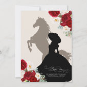 Floral Blooms Red & White Gold Charro Quinceañera Kaart (Achterkant)