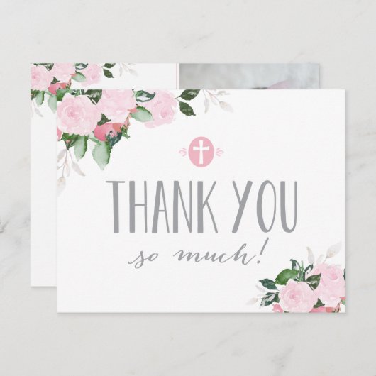 Floral Blooms Religieuze Hartelijk dank voor uw fo Bedankkaart (Voorkant / Achterkant)