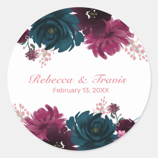 Floral Blooms roze - Circle Sticker (Voorkant)