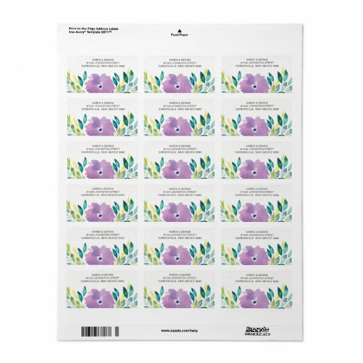 Floral Blossom-adreslabel Etiket (Full Sheet)
