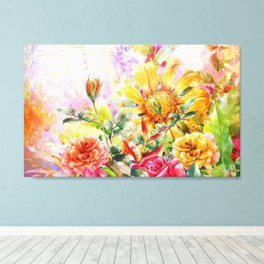 Floral Blossom Bloom Wall Art Canvas Afdruk (Insitu (Houten vloer))