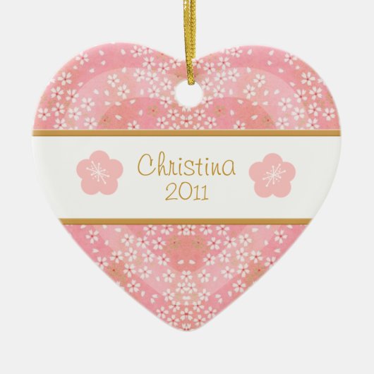 Floral Blossom Heart Name and Photo Keramisch Ornament (Voorkant)