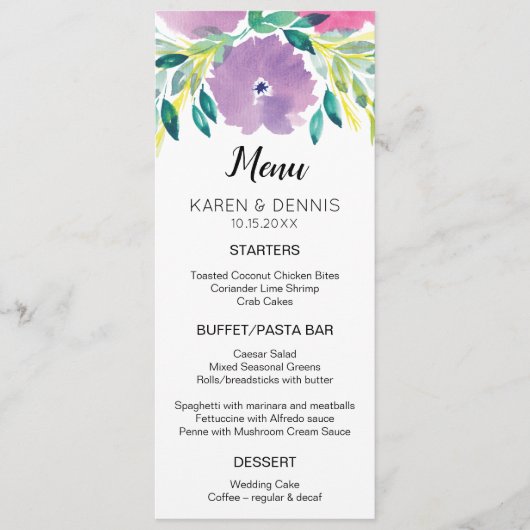 Floral Blossom Menu Kaart (Voorkant)