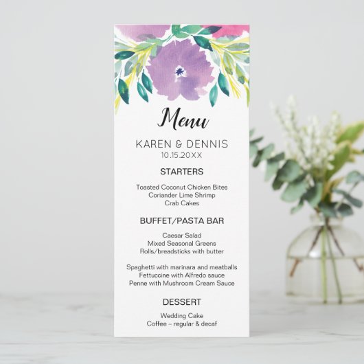 Floral Blossom Menu Kaart (Staand voorkant)