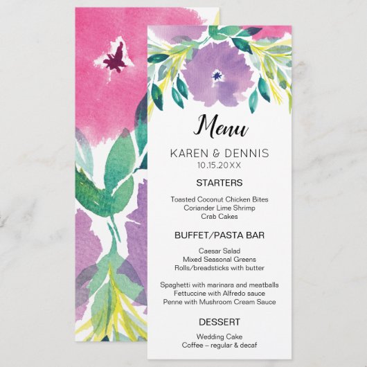 Floral Blossom Menu Kaart (Voorkant / Achterkant)