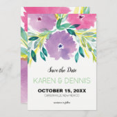 Floral Blossom sparen de Uitnodiging van de Datum (Voorkant / Achterkant)