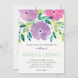 Floral Blossom Wedding Invitation Kaart