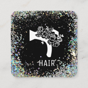 *~* Floral Blow Hair Dryer Glitter AP6 Vierkante Visitekaartje