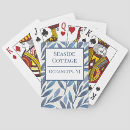 Floral Blue Airbnb Custom Vacation Rental Pokerkaarten