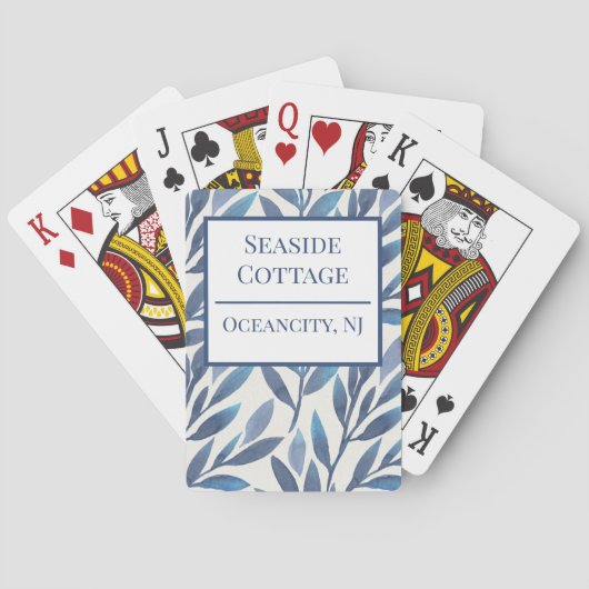 Floral Blue Airbnb Custom Vacation Rental Pokerkaarten (Achterkant)