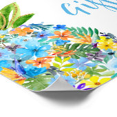 Floral Blue Ananas Baby shower Boeken en geschenke Poster (Hoek)