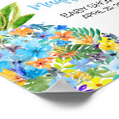 Floral Blue Ananas Baby shower Welkom Poster (Hoek)