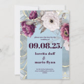 Floral Blue Arch Save the date Invitation Kaart (Voorkant)