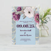 Floral Blue Arch Save the date Invitation Kaart (Staand voorkant)