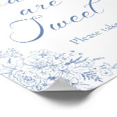 Floral Blue Baby shower Favoriet Poster (Hoek)