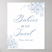 Floral Blue Baby shower Favoriet Poster (Voorkant)