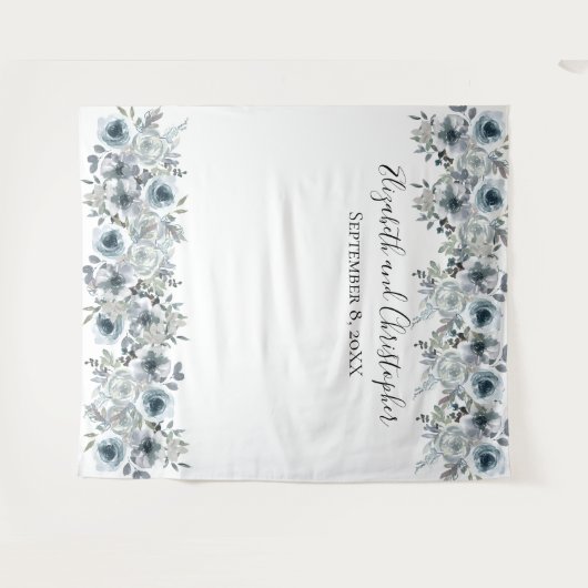 Floral Blue Backdrop Foto Prop Wedding Shower Wandkleed (Voorkant (horizontaal))