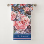 Floral Blue Background Rozen Hyacinth Wild Flowers Bad Handdoek (Insitu)