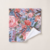 Floral Blue Background Rozen Hyacinth Wild Flowers Bad Handdoek (Wasdoekje)