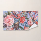 Floral Blue Background Rozen Hyacinth Wild Flowers Bad Handdoek (Handdoek)