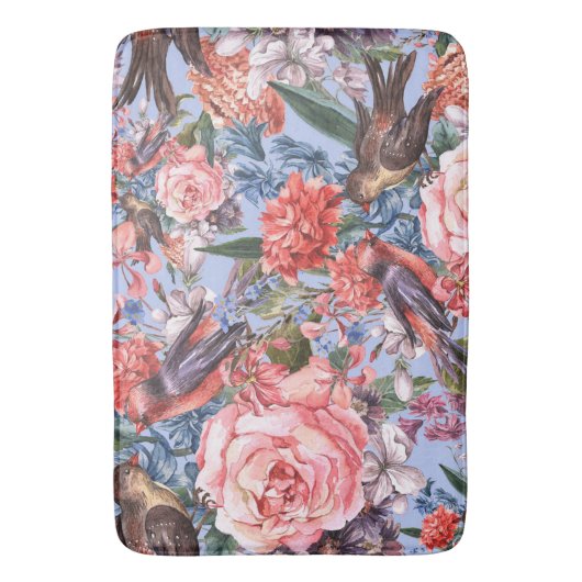 Floral Blue Background Rozen Hyacinth Wild Flowers Badmat (Voorkant Verticaal)