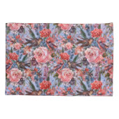 Floral Blue Background Rozen Hyacinth Wild Flowers Kussensloop (Achterkant-Links)