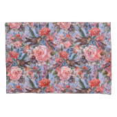 Floral Blue Background Rozen Hyacinth Wild Flowers Kussensloop (Voorkant-Links)