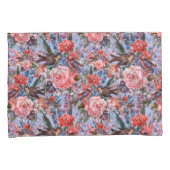 Floral Blue Background Rozen Hyacinth Wild Flowers Kussensloop (Voorkant-Rechts)