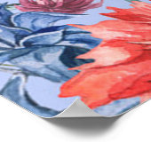 Floral Blue Background Rozen Hyacinth Wild Flowers Poster (Hoek)