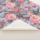 Floral Blue Background Rozen Hyacinth Wild Flowers Sherpa Deken (3/4)