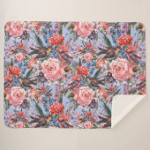 Floral Blue Background Rozen Hyacinth Wild Flowers Sherpa Deken (Voorkant (horizontaal))
