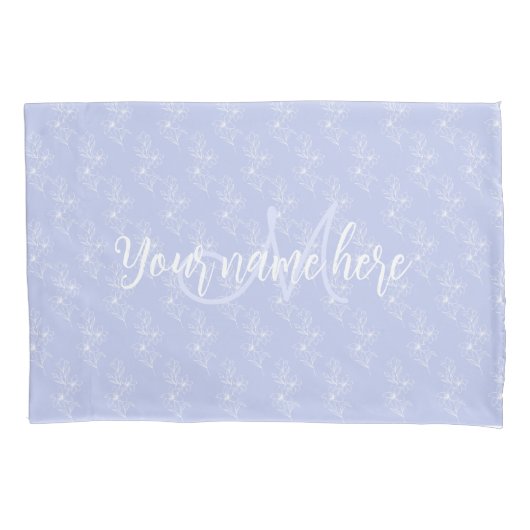 Floral Blue Bedroom Monogram van de lavendel Kussensloop (Voorkant)