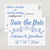 Floral Blue Bewaar de datum bruiloft Verloving Briefkaart (Voorkant / Achterkant)