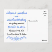 Floral Blue Bewaar de datum bruiloft Verloving Briefkaart (Achterkant)