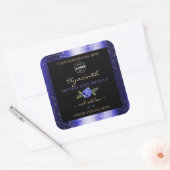 Floral Blue Black Product Label Glitter Stars Logo (Envelop)