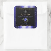 Floral Blue Black Product Label Glitter Stars Logo (Tas)