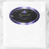 Floral Blue Black Product Label Glitter Stars Logo (Tas)