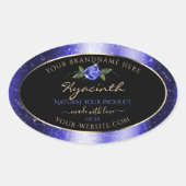 Floral Blue Black Product Labels Glittered Stars (Voorkant)