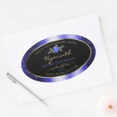 Floral Blue Black Product Labels Glittered Stars (Envelop)