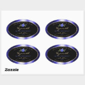 Floral Blue Black Product Labels Glittered Stars (Vel)