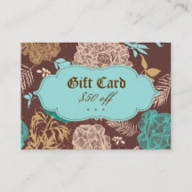 Floral Blue Blauwgroen bruine kaartje