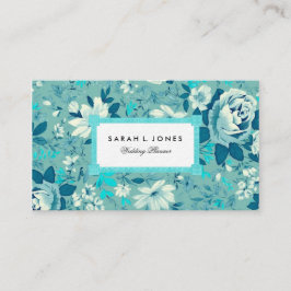 Floral Blue Blauwgroen Rozen Business Calling Card Contactkaartje