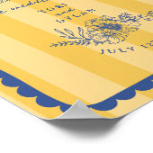 Floral Blue Border Stripe Bruiloft Welkom Poster (Hoek)