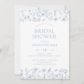 Floral Blue Botanical Vrijgezellenfeest Kaart (Voorkant)