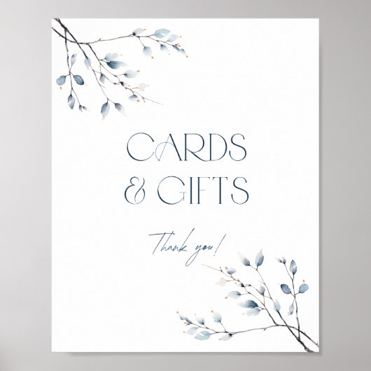 Floral Blue Botanische Kaarten en geschenken Poste Poster (Voorkant)