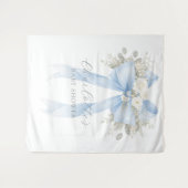 Floral Blue Bow Baby Boy Shower Wandkleed (Voorkant (horizontaal))