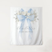 Floral Blue Bow Baby Boy Shower Wandkleed (Voorkant)