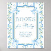 Floral Blue Bow Boeken voor Baby Poster (Voorkant)