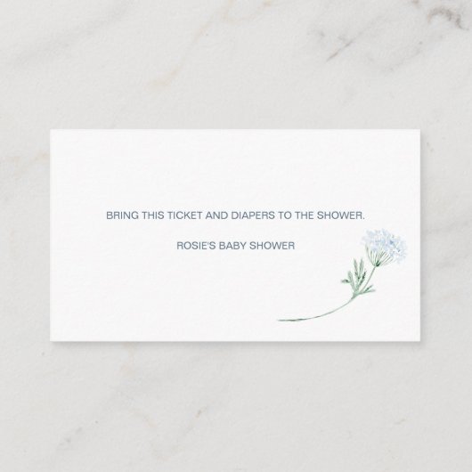 Floral Blue Boy Baby shower Diaper Raffle Enclosur Informatiekaartje (Achterkant)