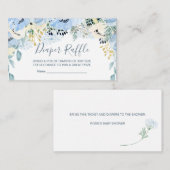 Floral Blue Boy Baby shower Diaper Raffle Enclosur Informatiekaartje (Voorkant / Achterkant)